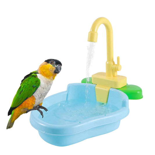 Perch Bird Shower Bowl & Bathtub Cage Accessories - Bird Toy Parrot Bath Basin with Perch Bird Shower Bowl & Bathtub Cage