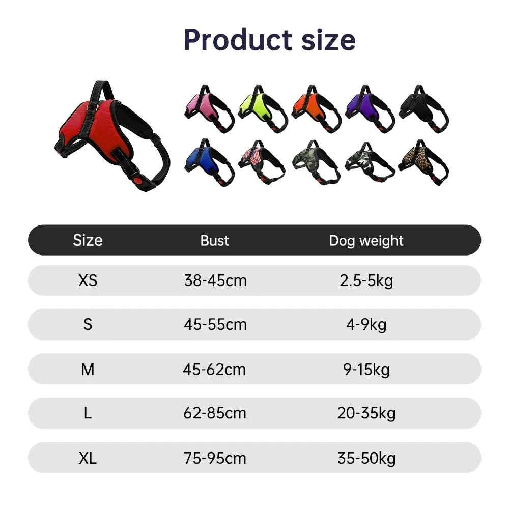 Reflective Breathable Leash Small Large Dog Harness Vest Pet Supplies - Pet Dog and Cat Adjustable Harness with Reflective Breathable Leash Sm