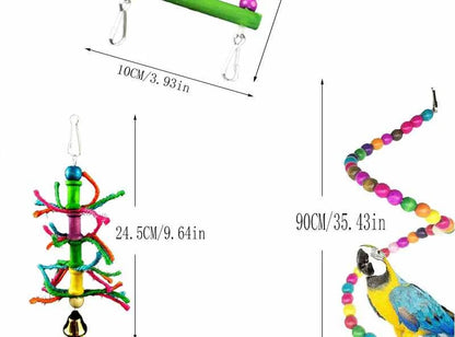 Swing, Chewing, Training, Hammock & Ladder Toys - Parrot Toy Set: Swing, Chewing, Training, Hammock & Ladder Toys with B