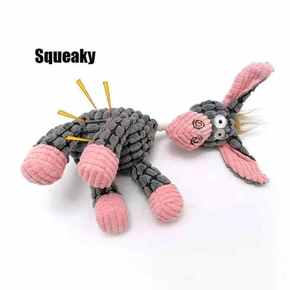 Dogs Puppy Squeaker Plush Bone Molar Dog Training Accessory Fun Pet Toy - Dog Toy Corduroy Chew Toy Donkey Shape for Dogs Puppy Squeaker Plush