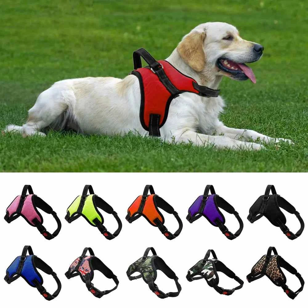 Reflective Breathable Leash Small Large Dog Harness Vest Pet Supplies - Pet Dog and Cat Adjustable Harness with Reflective Breathable Leash Sm