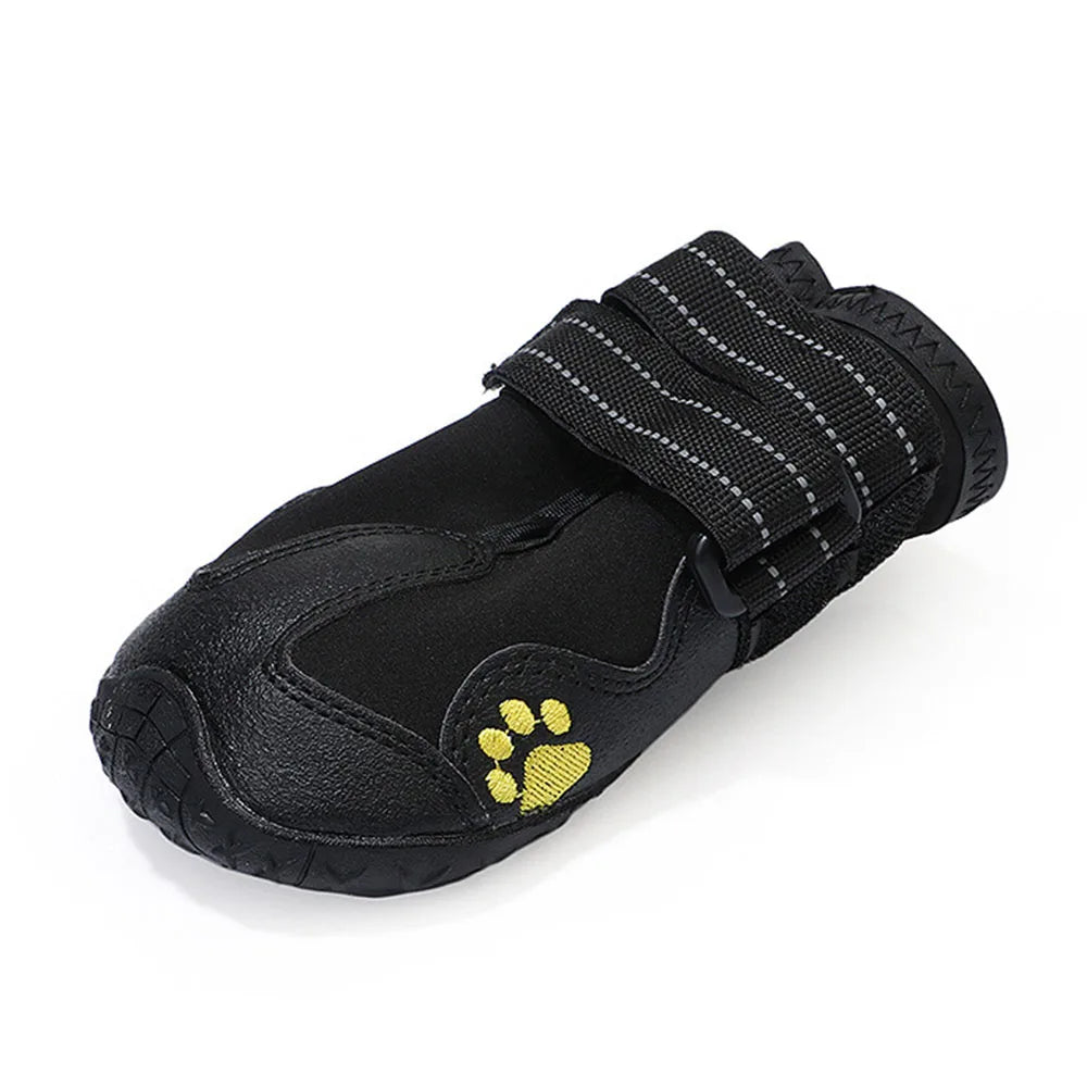 Dog Boots Waterproof Dog Shoes Dog Booties with Reflective Rugged Anti-Slip Sole and Skid-Proof Outdoor Large Dog Shoes 4Pcs