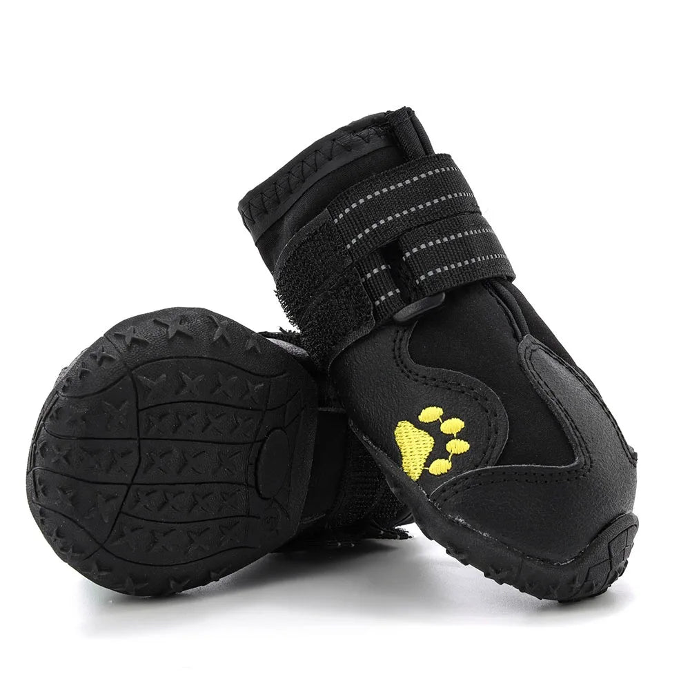 Dog Boots Waterproof Dog Shoes Dog Booties with Reflective Rugged Anti-Slip Sole and Skid-Proof Outdoor Large Dog Shoes 4Pcs