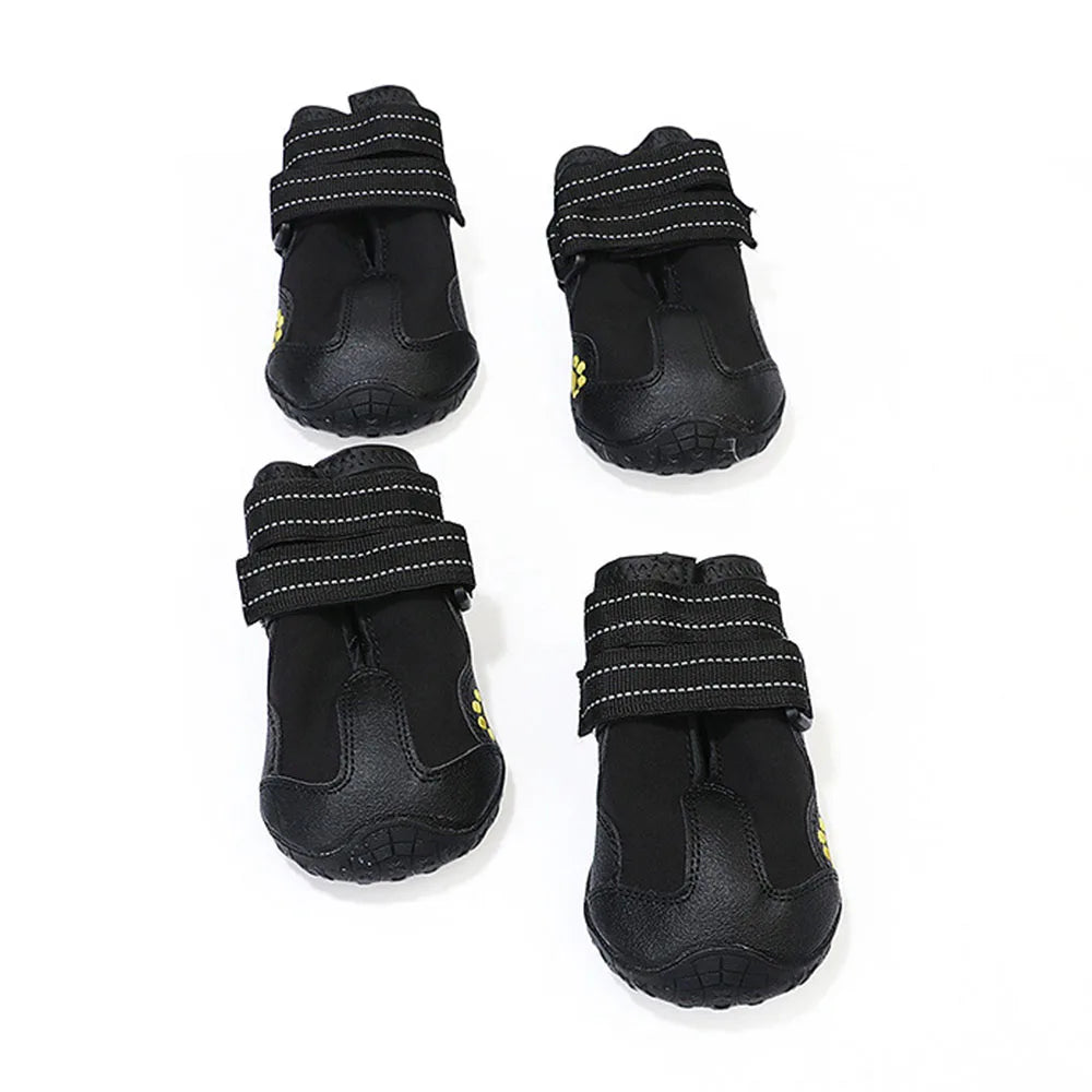 Dog Boots Waterproof Dog Shoes Dog Booties with Reflective Rugged Anti-Slip Sole and Skid-Proof Outdoor Large Dog Shoes 4Pcs