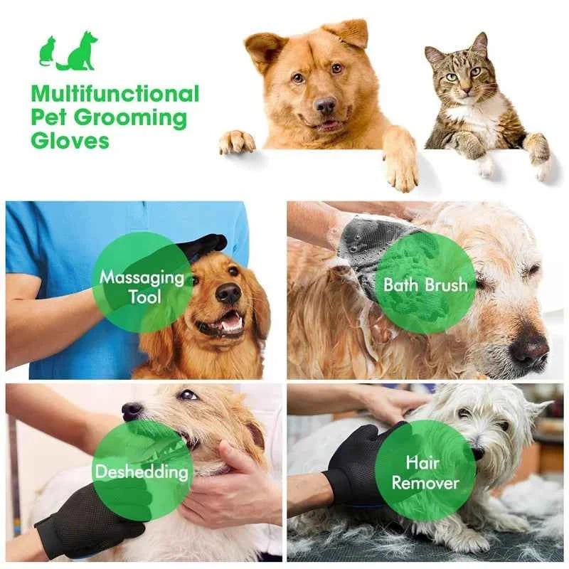 Silicone Rubber Pet Bath Brush Grooming Gloves - Dog Brush Silicone Rubber Pet Bath Brush Grooming Gloves cat & dog