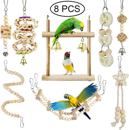 Swing, Chewing, Training, Hammock & Ladder Toys - Parrot Toy Set: Swing, Chewing, Training, Hammock & Ladder Toys with B