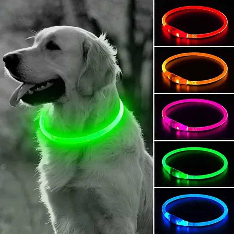 LED Dog Collar - Light Up Dog Collar - Glowing LED Dog Collar with 3 Modes Luminous USB