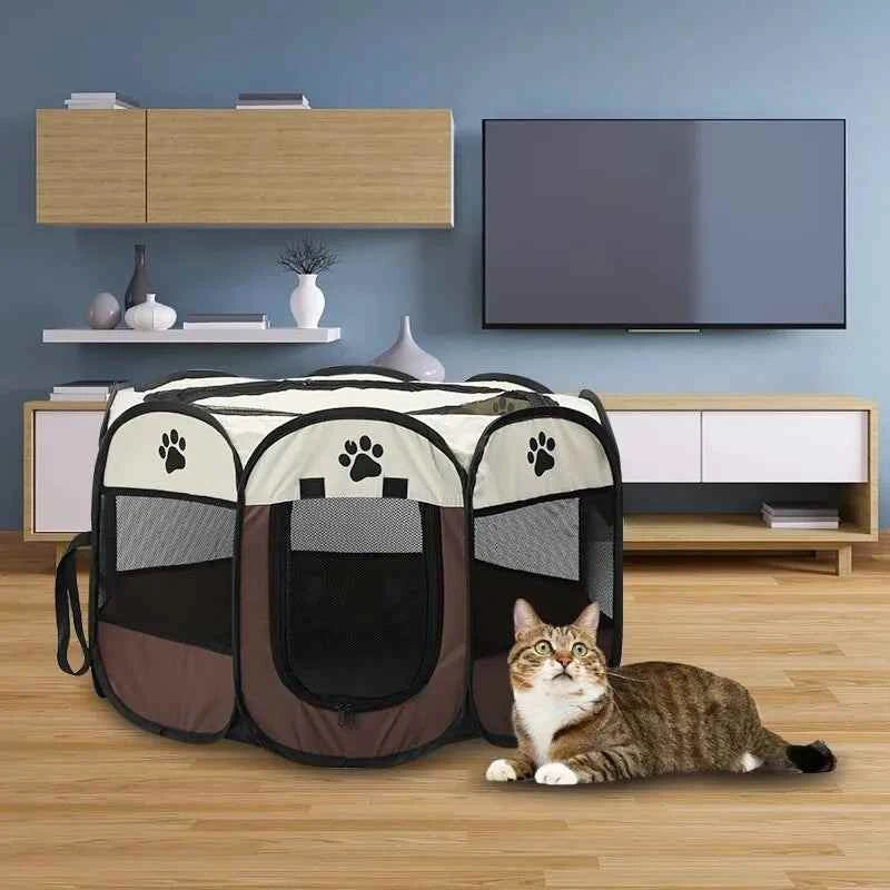 Outdoor Dog Cages Cat Fences Large Size Octagonal Fence - Cat Tent Portable Foldable Pet Tent Kennel Easy to Use Outdoor DogCage