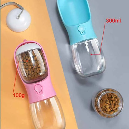 Portable 300ml Dog Cat Travel Pet Water Cup Bottle - Dog Water Bottle Portable 300ml Travel Pet Cup with Food Dispenser