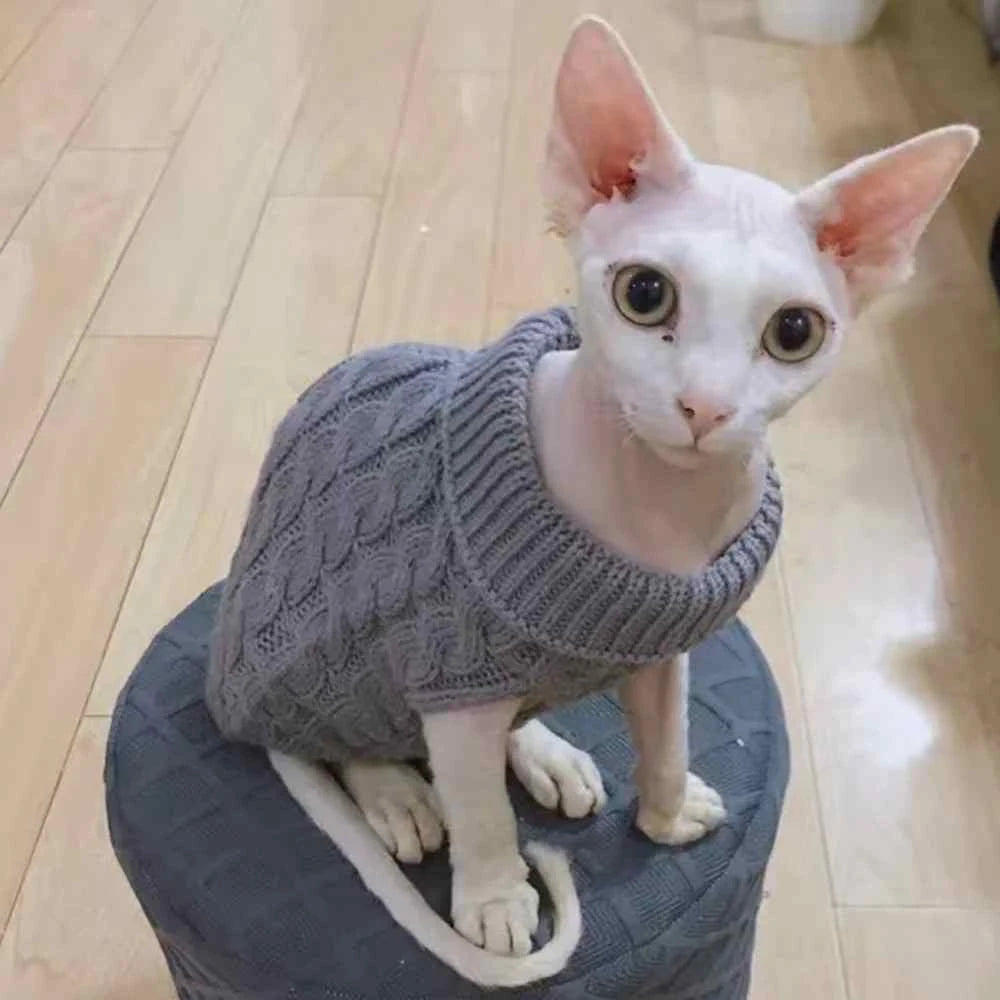 Warm Knitted Sphynx Cat Sweater Winter Pet Clothes - Cat Clothes: Warm Knitted Sphynx Cat Sweater Winter Pet Clothes  Cats