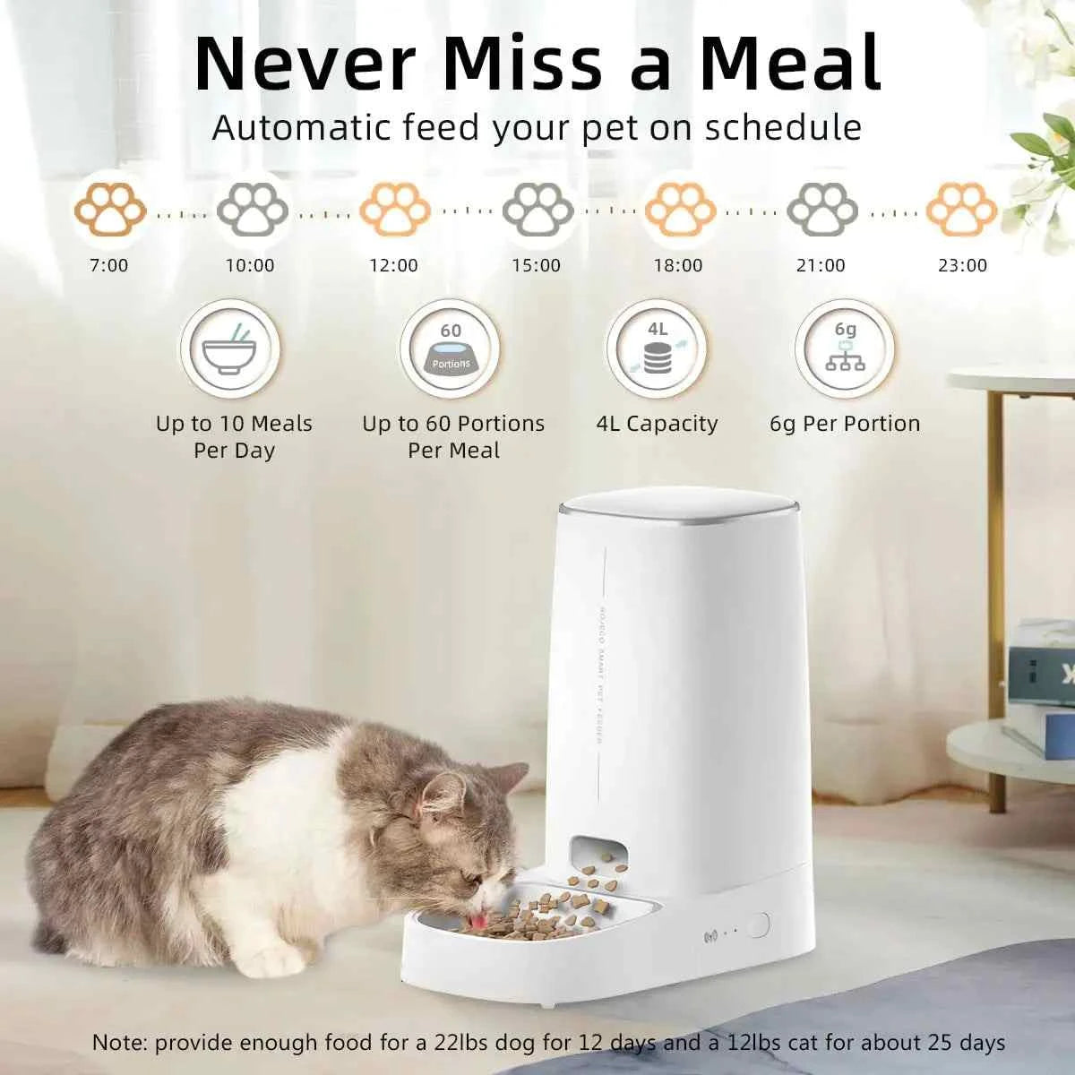 Cat Dog Dry Food Optimization - Automatic Cat Feeder - Remote Control Pet Food Dispenser wifi-enabled