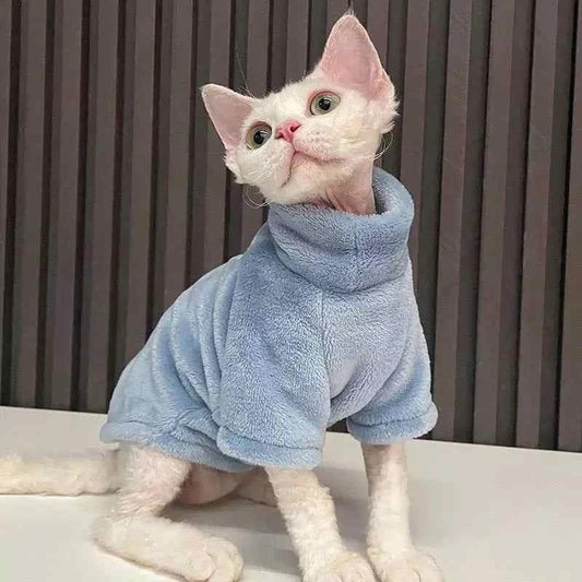 Winter Fashion Hairless Cat Sweater Warm Thickening Sphynx Clothes Home Comfortable Dog Clothes - Cat Clothes-Winter Fashion Hairless Cat Sweater Warm Thickening Sphynx