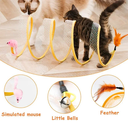 Cats Tunnel Spring Toy Mouse Tunnel With Balls And Crinkle