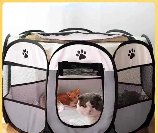 Outdoor Dog Cages Cat Fences Large Size Octagonal Fence - Cat Tent Portable Foldable Pet Tent Kennel Easy to Use Outdoor DogCage