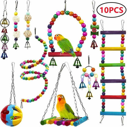 Swing, Chewing, Training, Hammock & Ladder Toys - Parrot Toy Set: Swing, Chewing, Training, Hammock & Ladder Toys with B