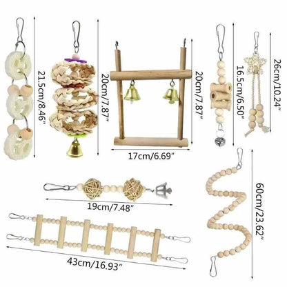 Swing, Chewing, Training, Hammock & Ladder Toys - Parrot Toy Set: Swing, Chewing, Training, Hammock & Ladder Toys with B