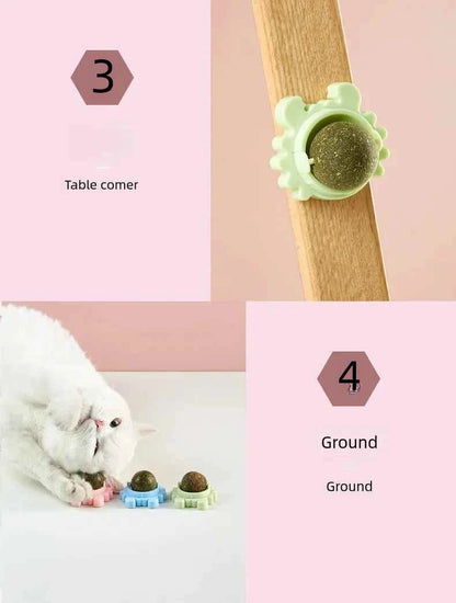 Catnip Balls Rotatable Catnip Snack Ball Edible Dental Toy - Catnip Balls Rotatable Catnip Snack Ball Edible Dental Toy with Pure -