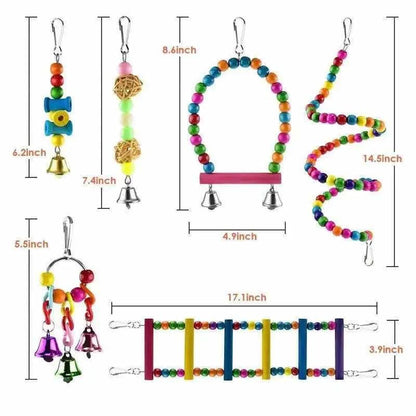 Swing, Chewing, Training, Hammock & Ladder Toys - Parrot Toy Set: Swing, Chewing, Training, Hammock & Ladder Toys with B