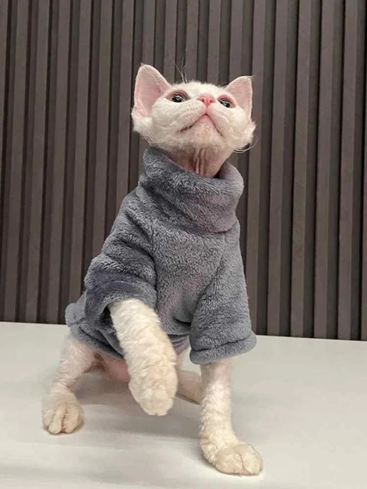 Winter Fashion Hairless Cat Sweater Warm Thickening Sphynx Clothes Home Comfortable Dog Clothes - Cat Clothes-Winter Fashion Hairless Cat Sweater Warm Thickening Sphynx