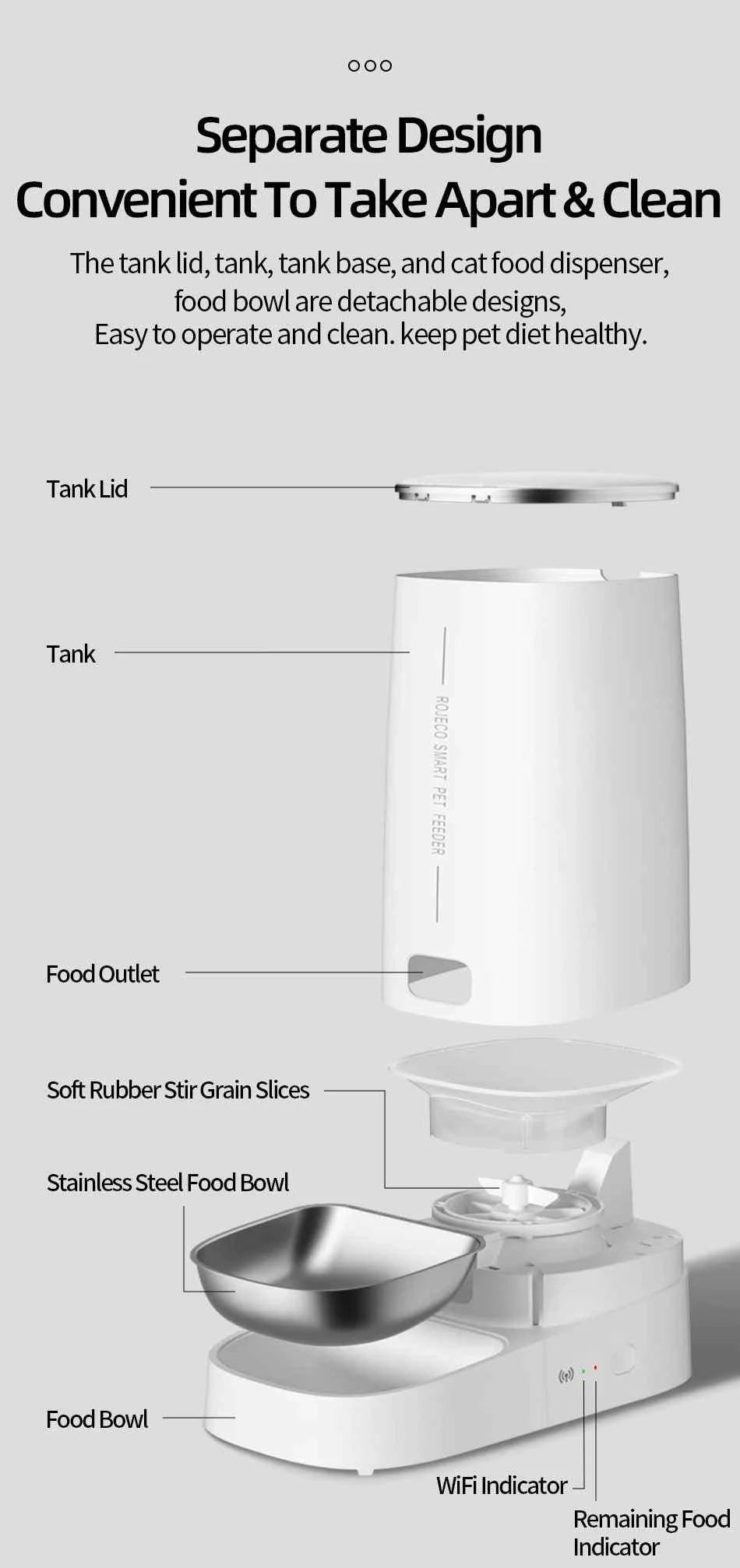 Cat Dog Dry Food Optimization - Automatic Cat Feeder - Remote Control Pet Food Dispenser wifi-enabled