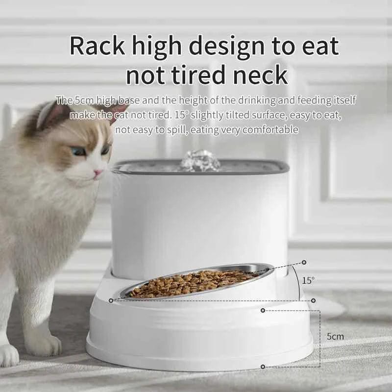 3L Cat Water Fountain 2in1 Automatic Drinker - Cat Fountain 3L 2in1 Automatic Drinker and Feeding Bowl - Pet Water