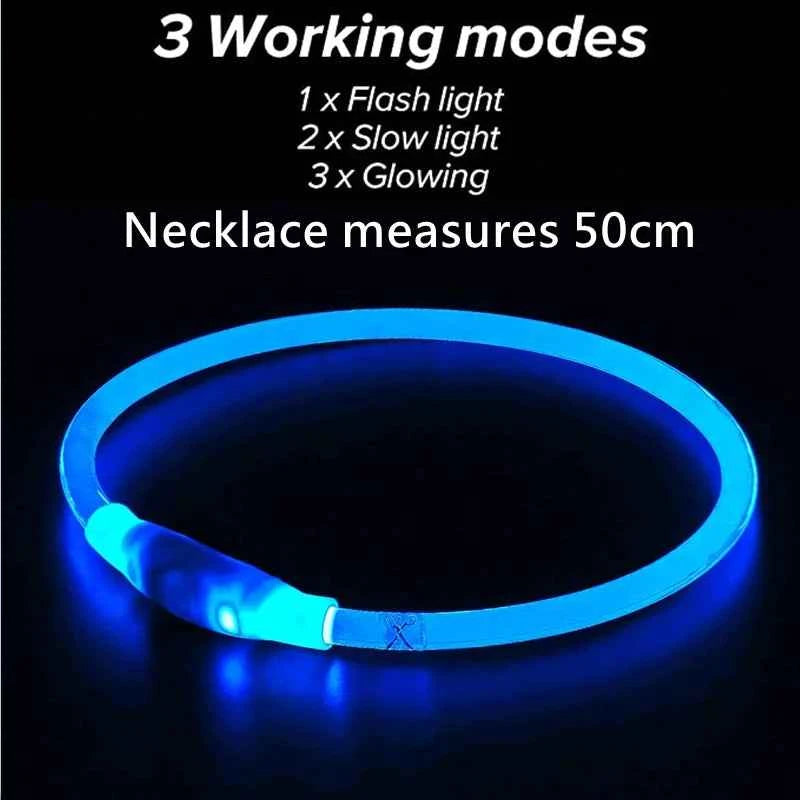 LED Dog Collar - Light Up Dog Collar - Glowing LED Dog Collar with 3 Modes Luminous USB