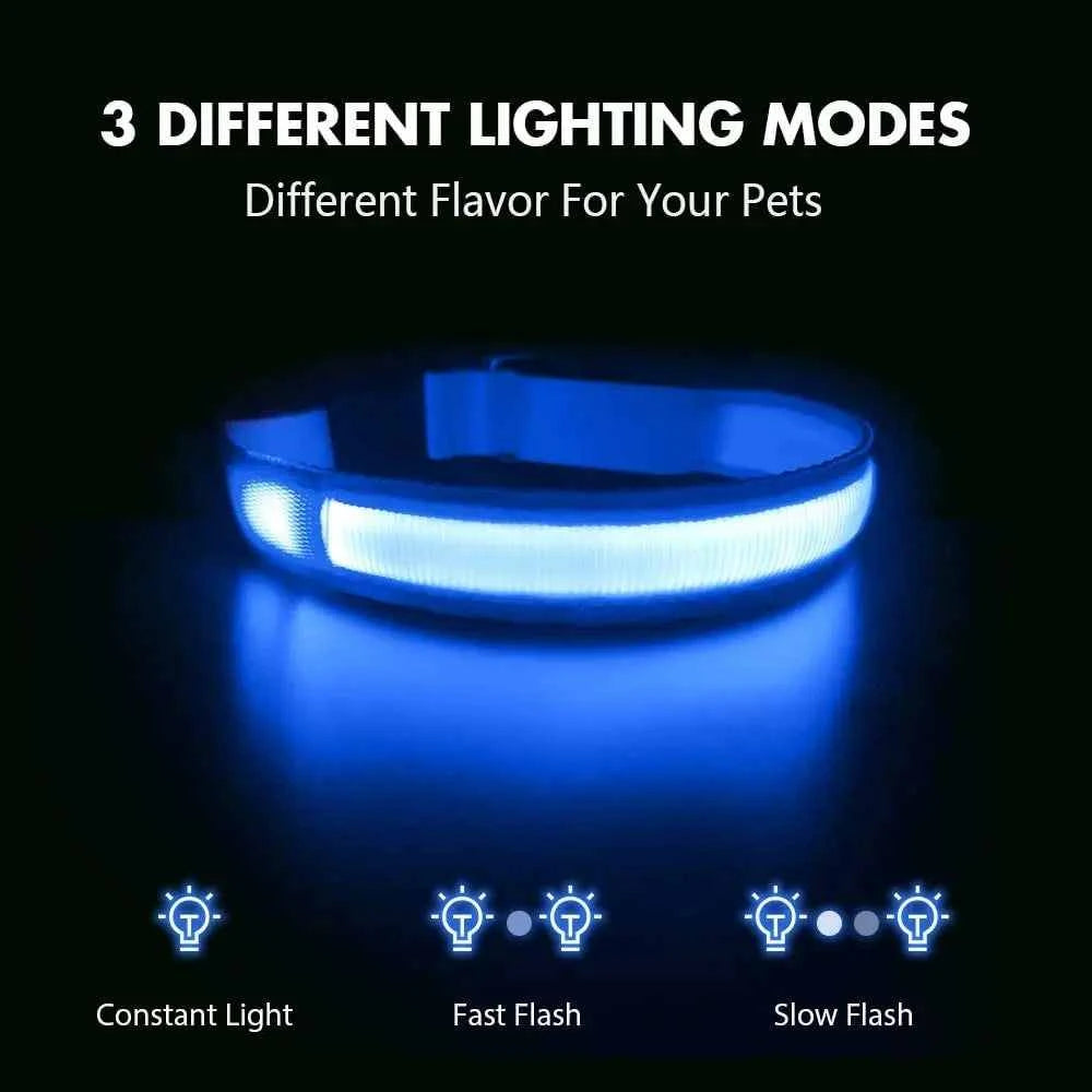 USB Rechargeable LED Dog Collar Lights Soft Safety Night Light Flashing Pet Supplies Adjustable XS/ - Dog Collar -Usb Rechargeable LED Dog Collar Safety Night Light Flashin