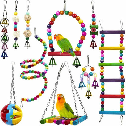 Swing, Chewing, Training, Hammock & Ladder Toys - Parrot Toy Set: Swing, Chewing, Training, Hammock & Ladder Toys with B