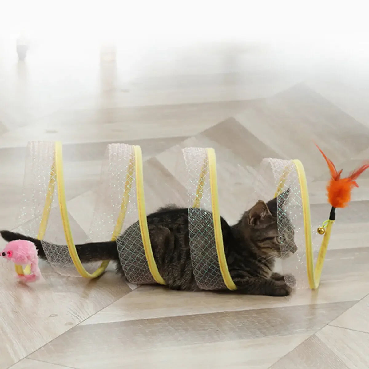 Cats Tunnel Spring Toy Mouse Tunnel With Balls And Crinkle