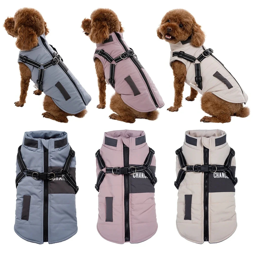 Dog Jacket With Harness Winter Warm